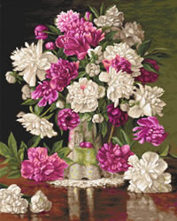 Cross stitch kit Red and White Peonies - Luca-S
