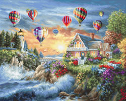 Borduurpakket Balloons over Sunset Cove - Luca-S