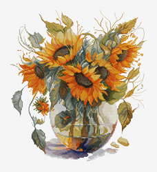 Cross stitch kit Vase with Sunflower - Luca-S