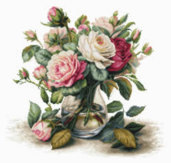 Cross stitch kit Vase with Roses - Luca-S