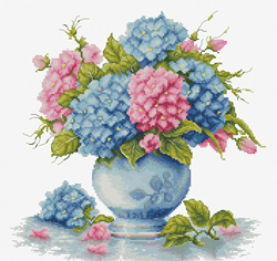 Cross stitch kit Vase with Hydrangea - Luca-S