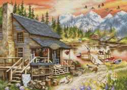 Cross stitch kit Log Cabin General Store  - Luca-S