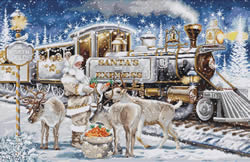 Cross stitch kit Santas Express White - Luca-S