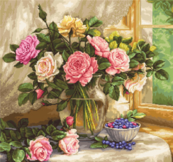 Cross stitch kit Still Life with Blueberries - Luca-S