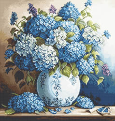 Petit Point borduurpakket Vase with Hydrangeas - Luca-S