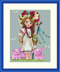 Cross Stitch Kit Shepherd Girl - Merejka