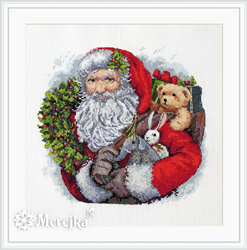 Cross stitch kit Santa with Wreath - Merejka