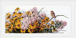 Cross stitch kit Black Eyed Susans and Phlox - Merejka