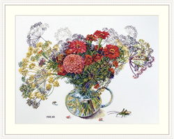 Cross stitch kit Zinnia and Dill - Merejka