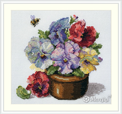 Cross stitch kit Spring Pansies - Merejka