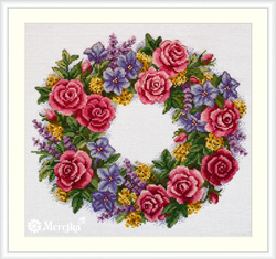 Cross stitch kit Rose Wreath - Merejka