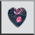 Glass Treasures Small Black Heart Pink Rosebud - Mill Hill