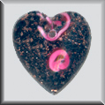 Glass Treasures Large Black Heart PinkRosebud - Mill Hill