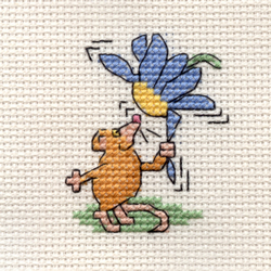 Borduurpakket Flower Mouse - Mouseloft