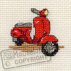 Cross Stitch Kit Red Scooter - Mouseloft