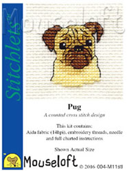 Cross stitch kit Pug - Mouseloft