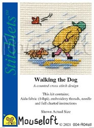 Cross stitch kit Walking the Dog - Mouseloft