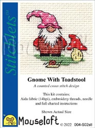 Cross stitch kit Gnome with Toadstool - Mouseloft