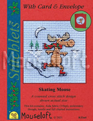 Cross stitch kit Skating Moose - Mouseloft