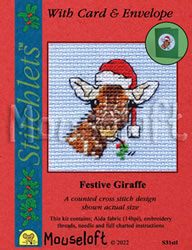 Cross stitch kit Festive Giraffe - Mouseloft