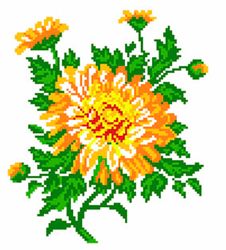 Pre-printed Aida Calendula Flower - Matryonin Posad