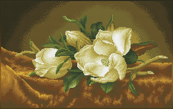 Diamond Dotz Magnolias on gold velvet (aprs Martin Johnson Heade) - Needleart World