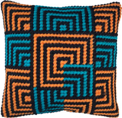 Cushion cross stitch kit Blue & Gold Bargello - Needleart World