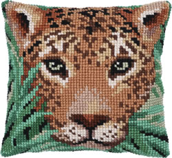 Cushion cross stitch kit Leopard watch - Needleart World