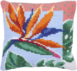 Cushion cross stitch kit Bird of Paradise - Needleart World