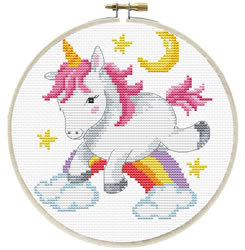 Pre-printed cross stitch kit Unicorn Frolic - Needleart World