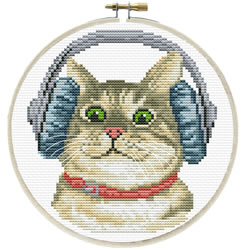 Pre-printed cross stitch kit DJ Kitty - Needleart World