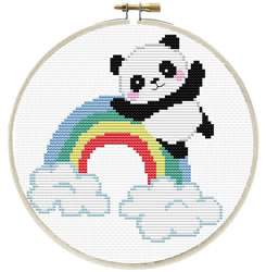 Pre-printed cross stitch kit Rainbow Panda - Needleart World