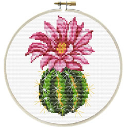 Pre-printed cross stitch kit Pink Cactus - Needleart World