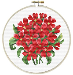 Pre-printed cross stitch kit Red Bouquet - Needleart World