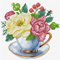 Pre-printed cross stitch kit Blue Cup - Needleart World