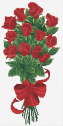 Pre-printed cross stitch kit Bouquet of Red Rose Buds - Needleart World