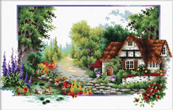 Voorbedrukt borduurpakket English Cottage Stream - Needleart World