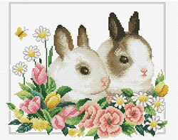Pre-printed cross stitch kit Spring Bunnies - Needleart World