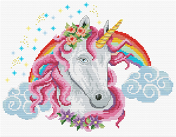 Pre-printed cross stitch kit Rainbow Unicorn - Needleart World