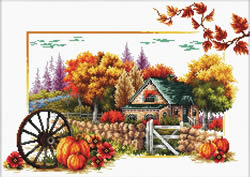 Pre-printed cross stitch kit Autumn Farm - Needleart World