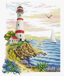 Pre-printed cross stitch kit Lighthouse Cape - Needleart World