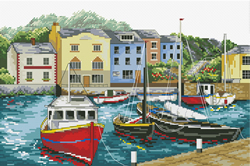 Pre-printed cross stitch kit Fishing Village - Needleart World