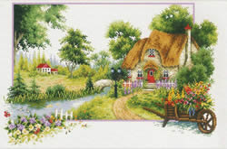 Pre-printed cross stitch kit Summer Cottage - Needleart World