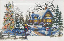 Voorbedrukt borduurpakket Winter Cottage - Needleart World