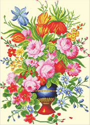 Pre-printed cross stitch kit Elegant Floral Arrangement - Needleart World