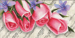 Pre-printed cross stitch kit Pink Roses & Music - Needleart World