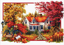 Pre-printed cross stitch kit Autumn Comes - Needleart World