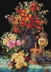 Pre-printed cross stitch kit Classic Flowers - Needleart World