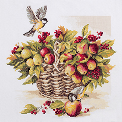 Cross Stitch Kit Bouquet of Apples and Great Tit - PANNA