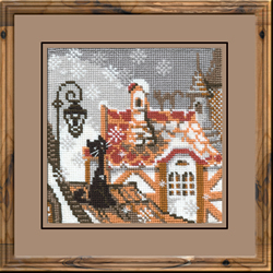 Cross Stitch Kit The City and Cats - Winter - RIOLIS